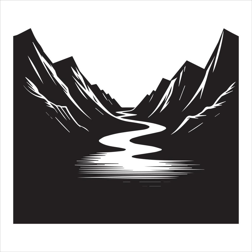 River And Landscape Scene silhouettes Design vector