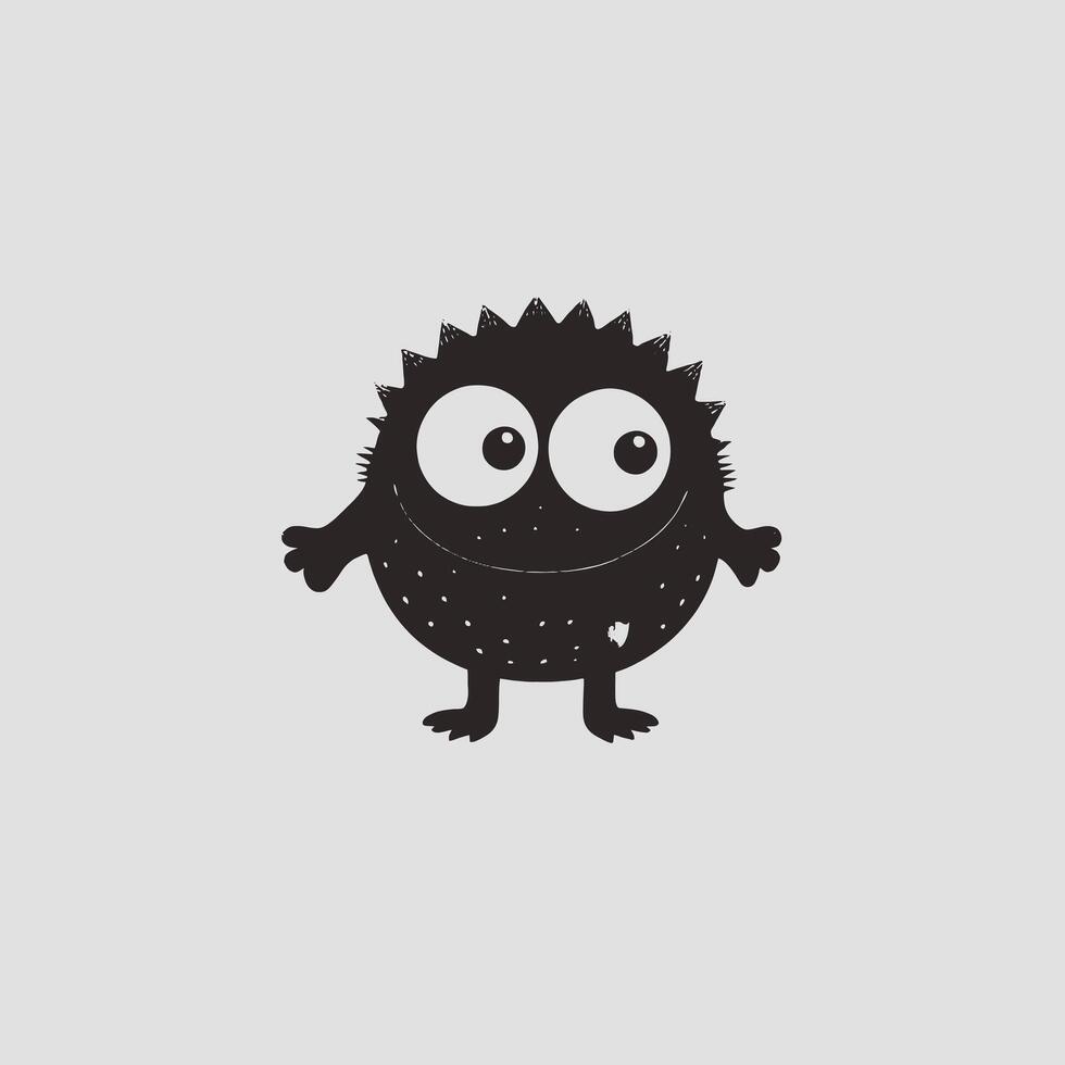 A black and white cartoon monster with eyes vector