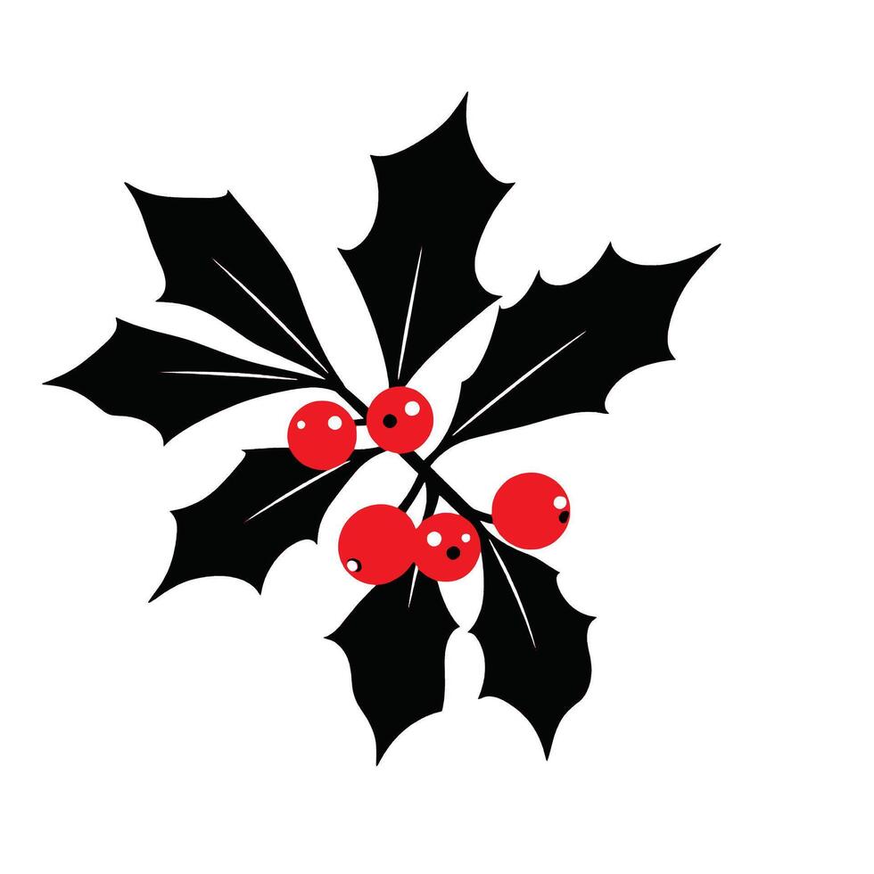 Christmas holly leaves clipart vector