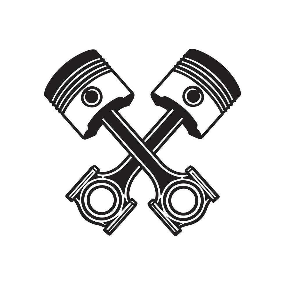 Two crossed pistons with a cross on top vector