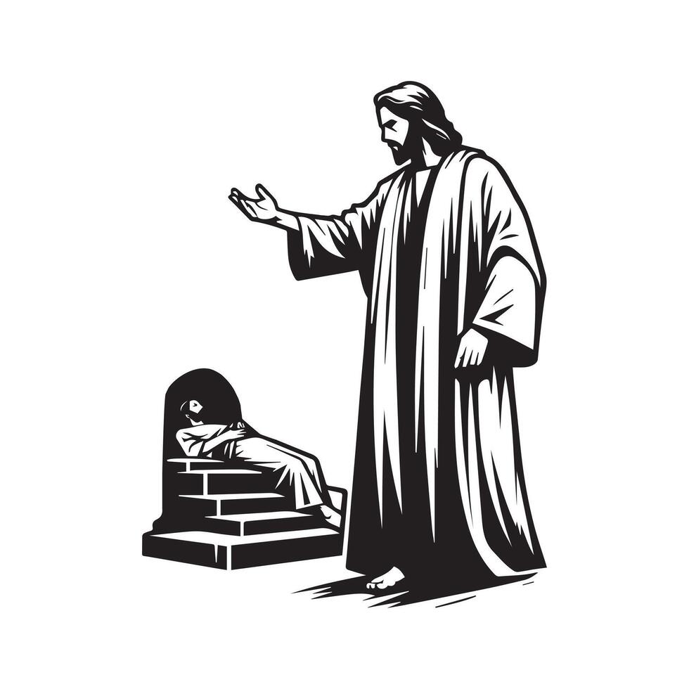 Illustration of Jesus Christ in Monochrome vector