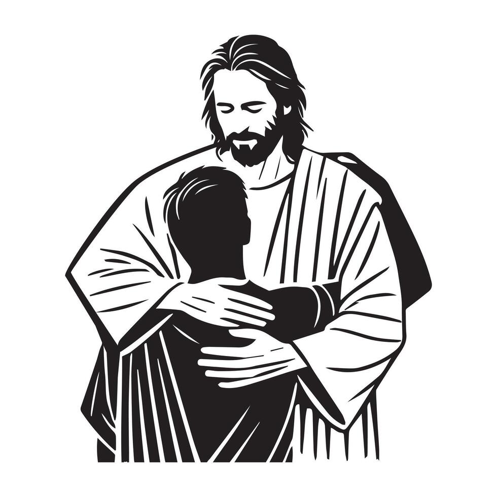 Jesus Christ Iconography in Monochrome vector