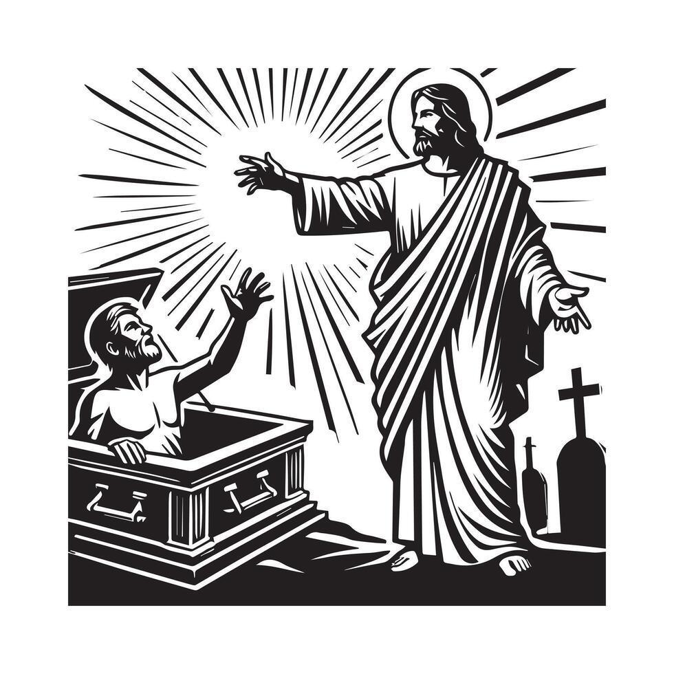Jesus Christ Monochrome Line Art vector