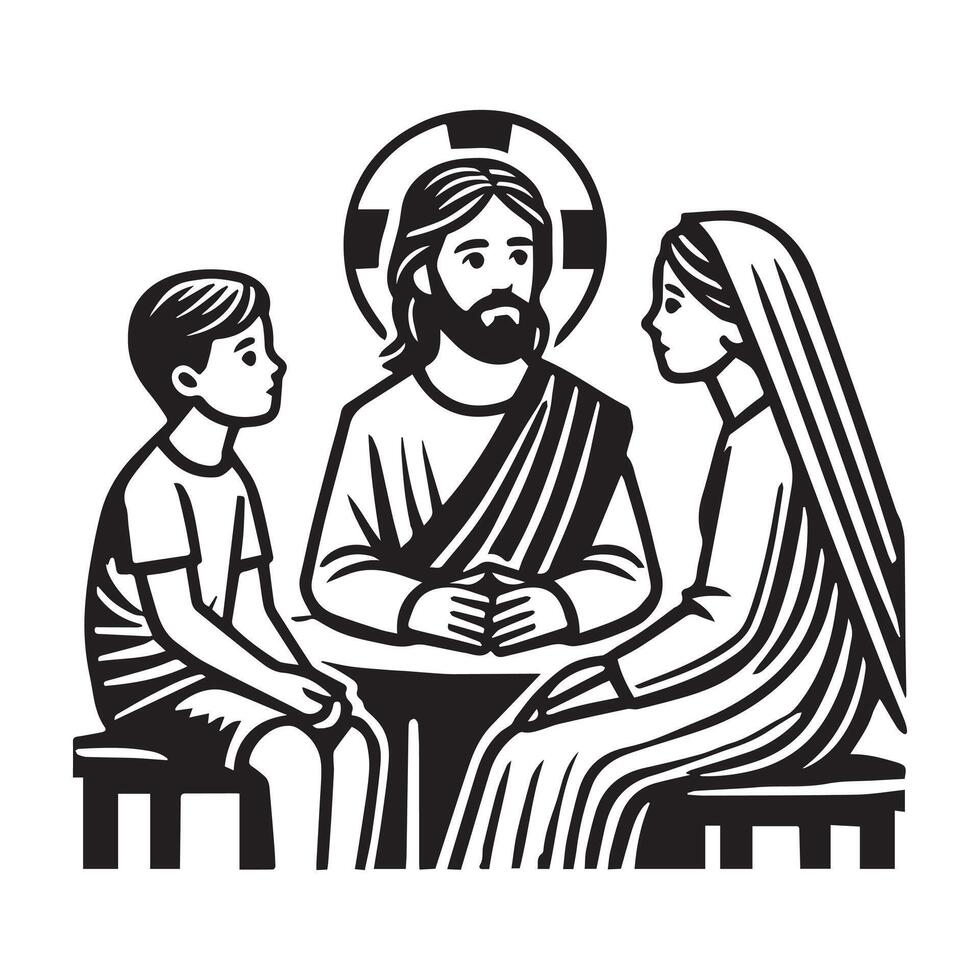 Artistic Representation of Jesus Christ in Black and White vector