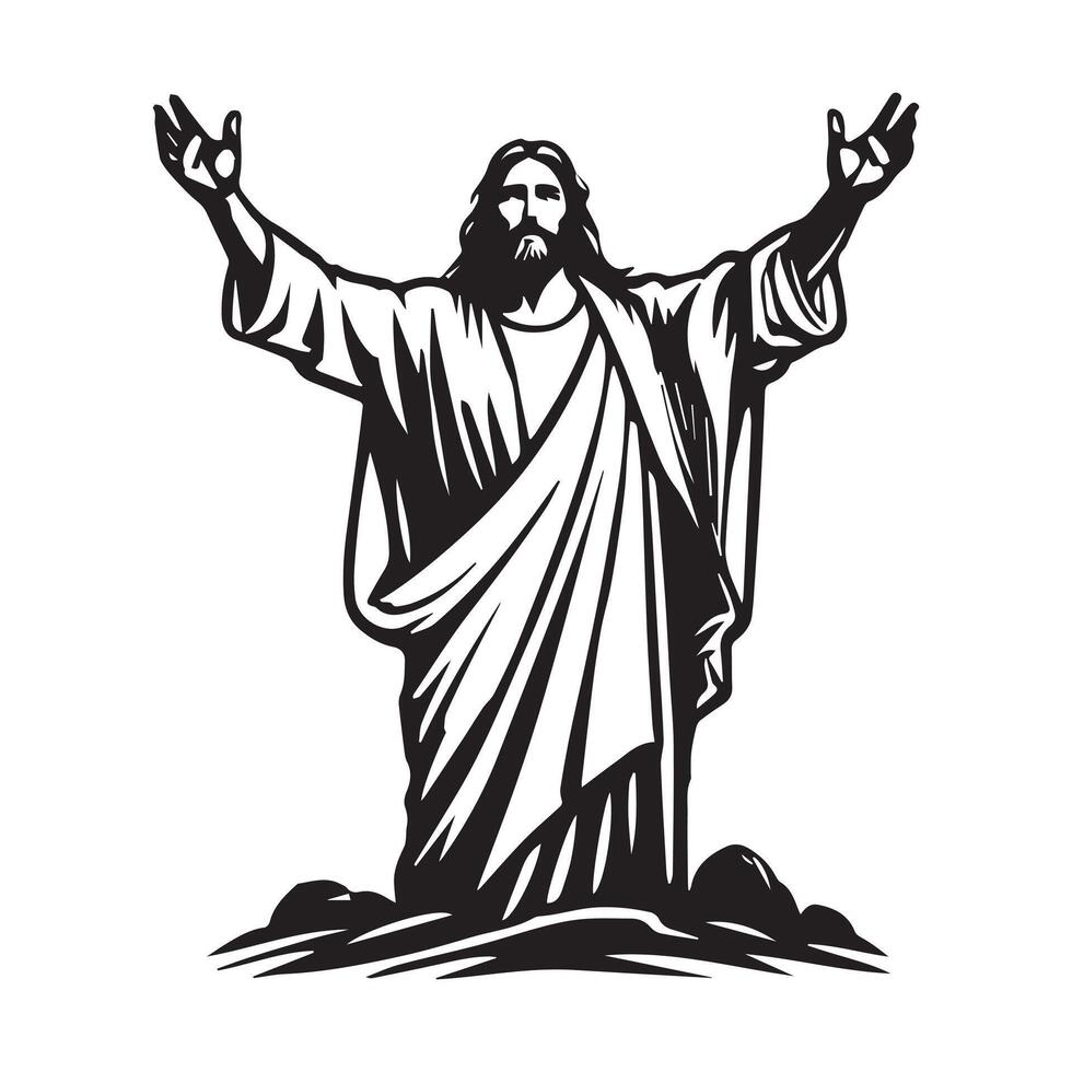 Sketch of Jesus Christ in Black and White vector