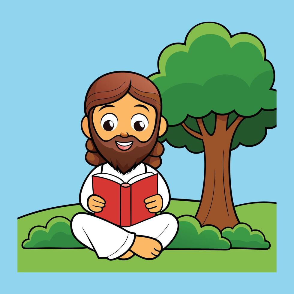 Jesus with Book Isolated Clipart for Kids vector