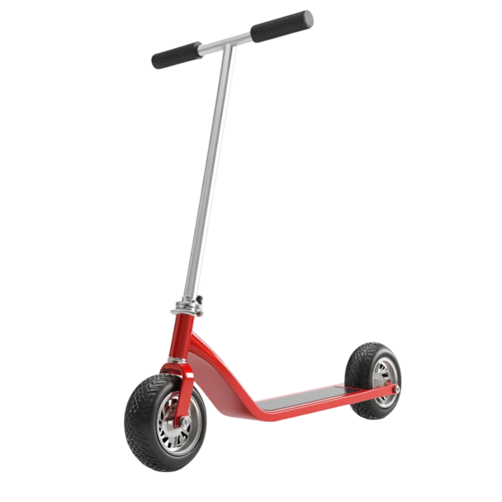 3D Red Kick Scooter with T-Bar Handle Isolated on Transparent Background png