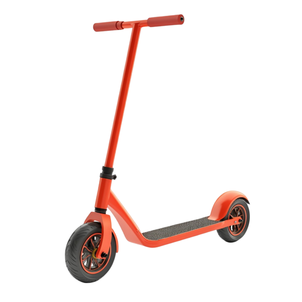 3D Orange Kick Scooter with T-Bar Handle Isolated on Transparent Background png