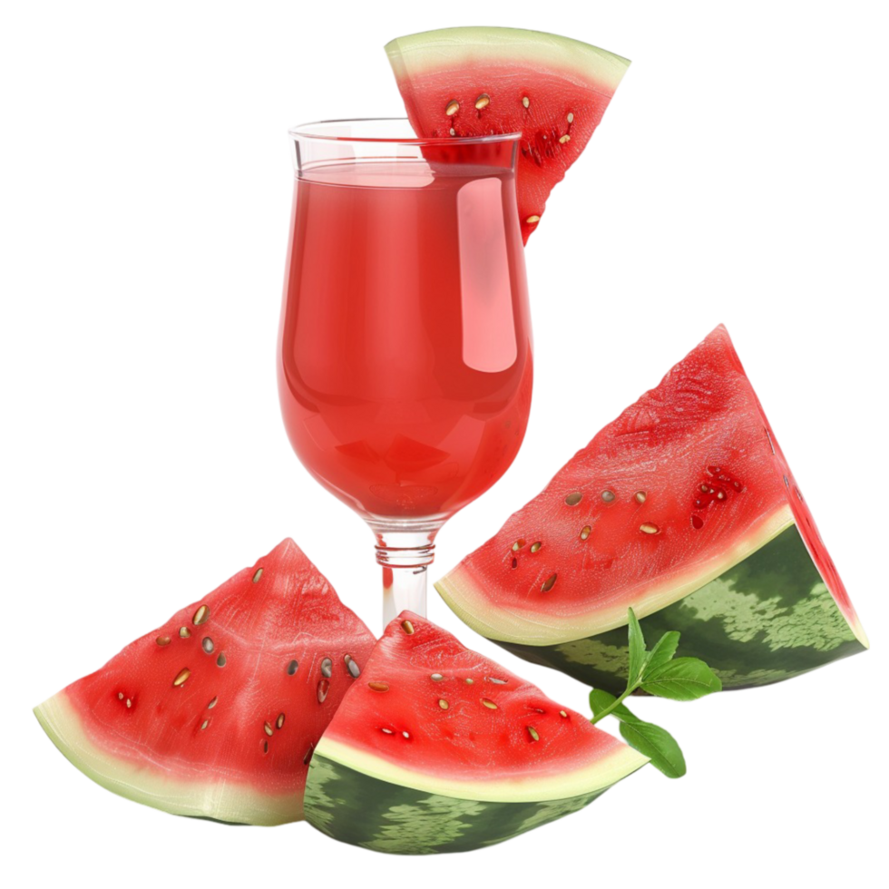 3D Watermelon Glass with Slices Isolated on Transparent Background png