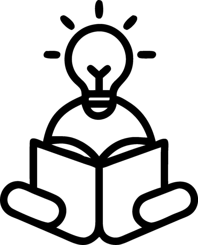 3D Person having a lightbulb moment while reading a book in a cozy library with copy space concept as A candid image of an individual in a cozy library setting experiencing a light vector