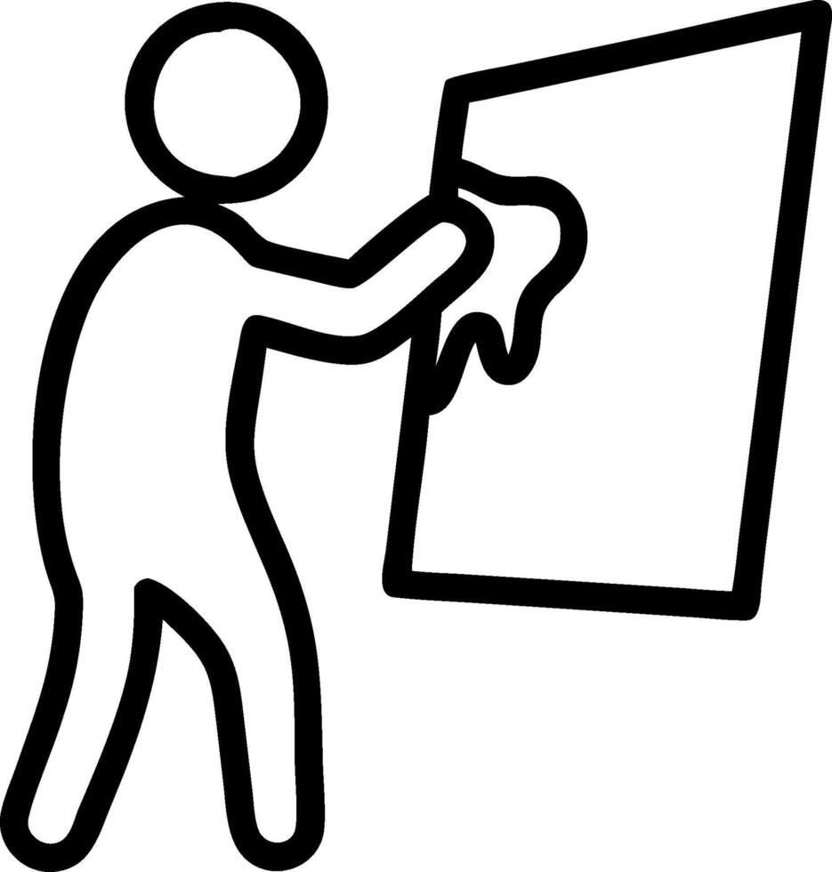 3D Person experiencing a moment of clarity while painting on a large mural with copy space concept as A candid image of an artist painting a large mural suddenly having a moment of vector