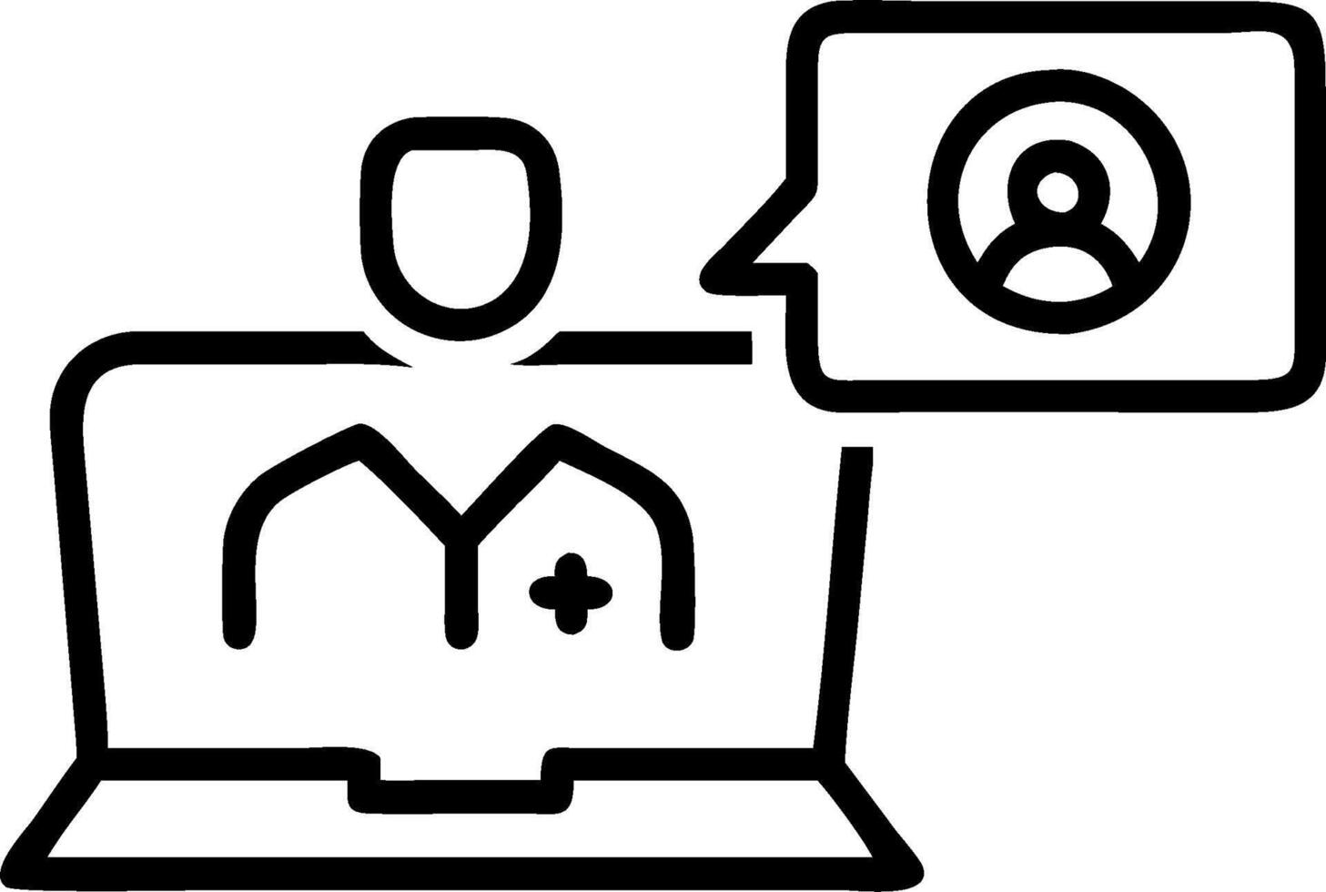 3D Patient and doctor interacting via telemedicine in home office concept as Patient and doctor interact through telemedicine platform on laptop in home office showcasing personali vector