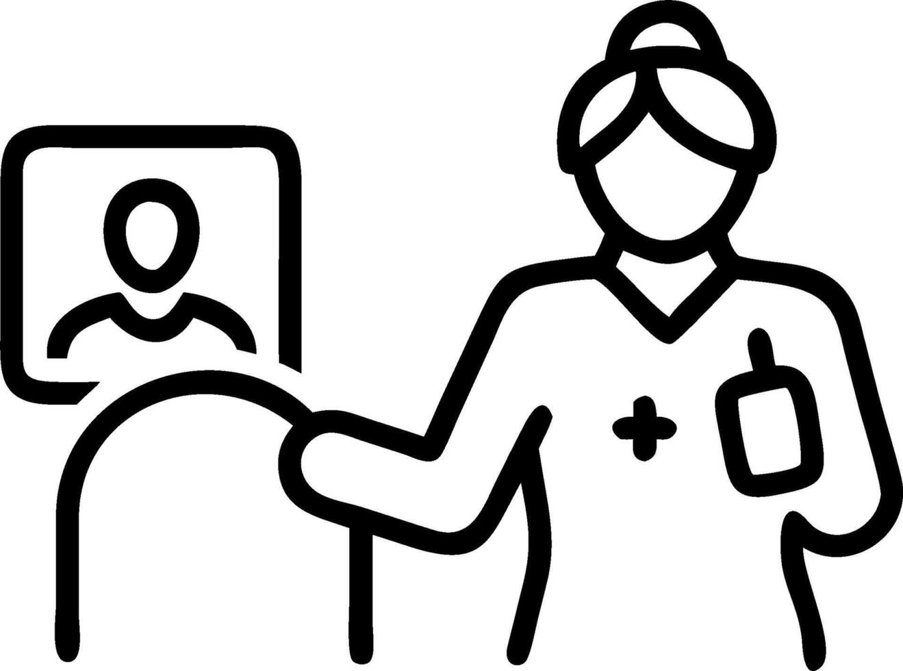 3D Nurse assisting elderly patient via telemedicine in living room ample copy space concept as Nurse assists elderly patient through telemedicine platform on tablet in comfortable vector