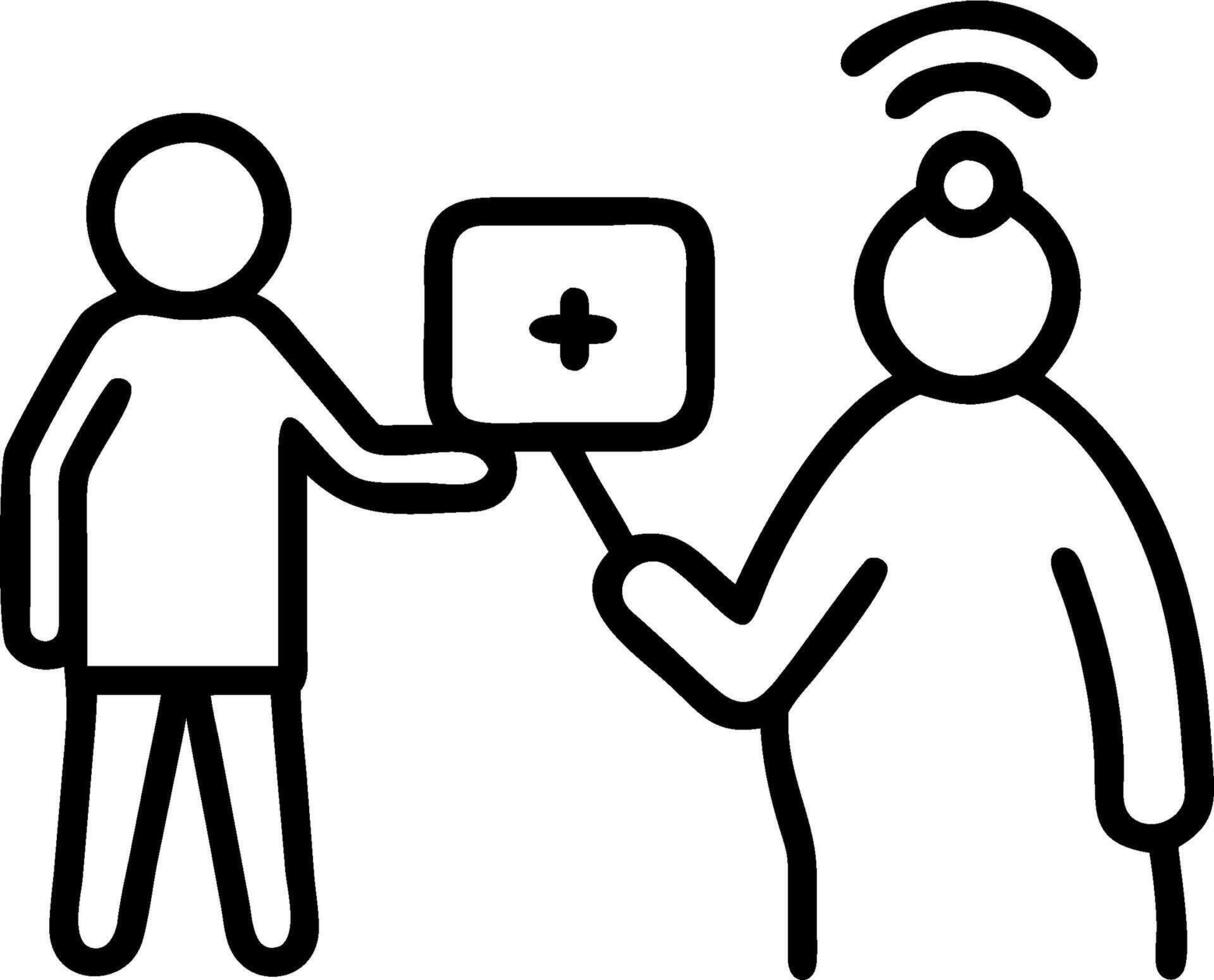 3D Nurse assisting elderly patient via telemedicine in living room ample copy space concept as Nurse assists elderly patient through telemedicine platform on tablet in comfortable vector