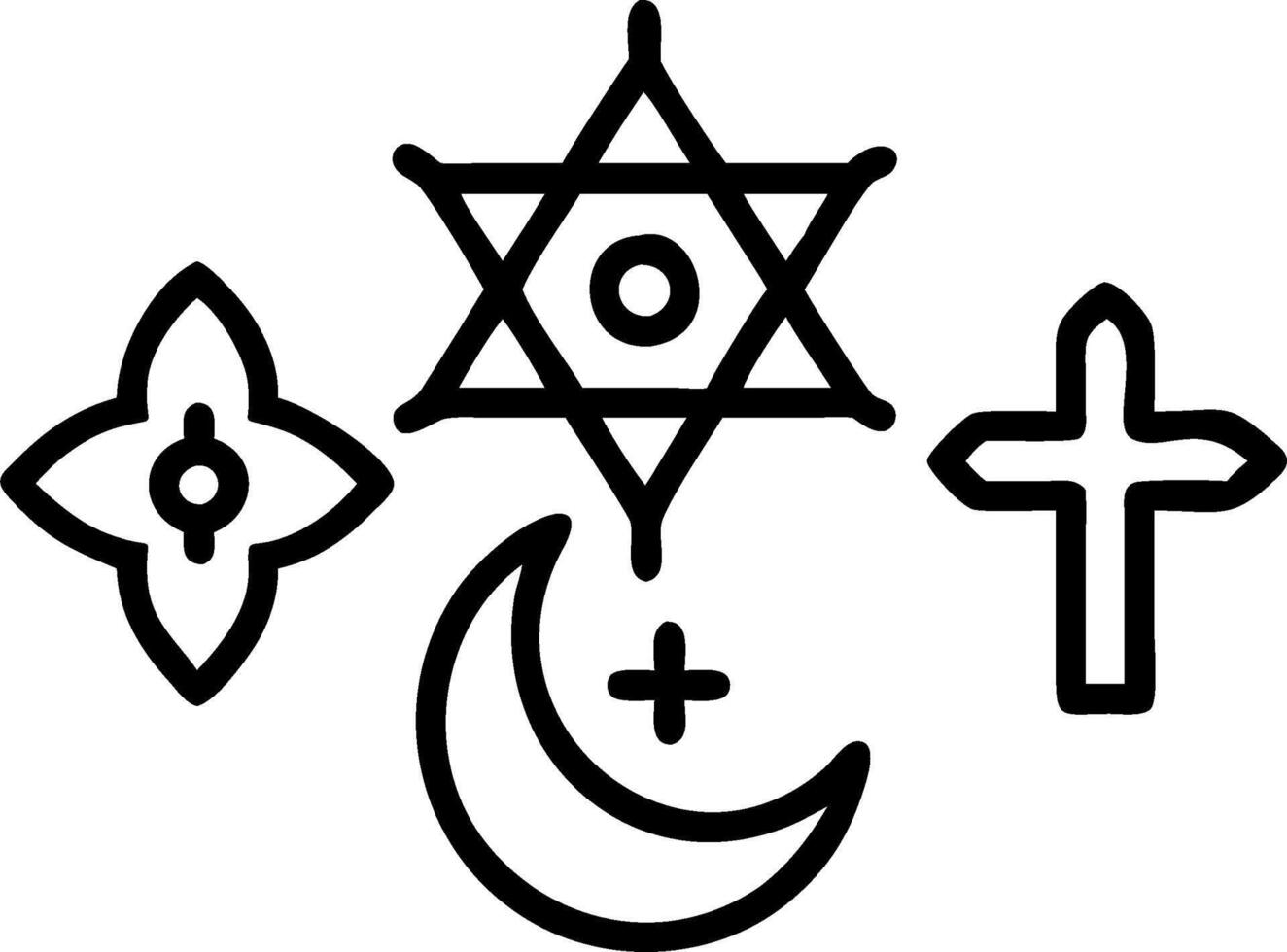 3D Glossy Interfaith Symbols Overlay concept as Glossy overlay of interfaith symbols on a plain background creating a unified and harmonious design for World Religion Day magazine vector
