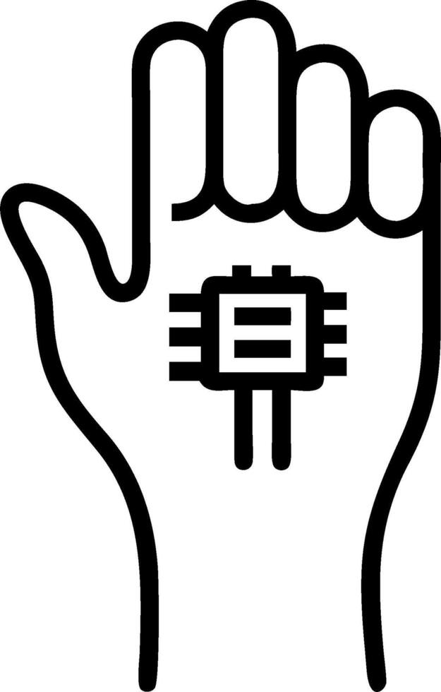 3D Close up of a persons hand with a microchip implanted under the skin with copy space concept as Macro image persons hand showing microchip implanted under skin. Represents advan vector