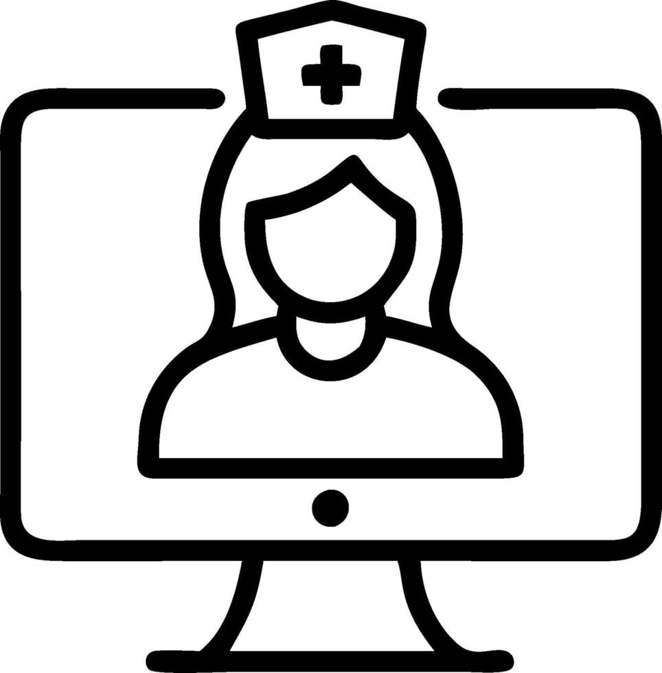 3D Close up of nurse using telemedicine software on desktop copy space concept as Close up of a nurse using telemedicine software on a desktop computer highlighting detailed intera vector