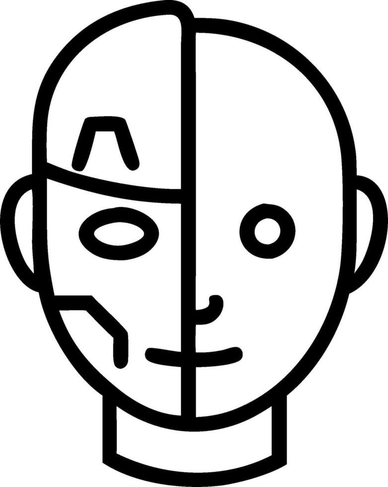 3D Close up of a persons face half human half robot with copy space concept as Macro shot persons face with one side human other side robotic. Symbolizes blend humanity and technol vector