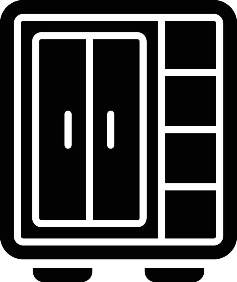 A black and white icon of a cabinet vector