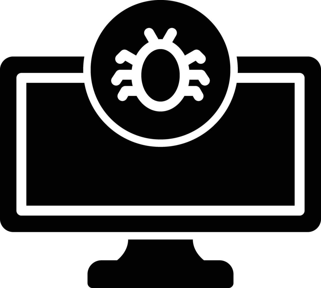 A computer monitor with a black and white icon of a spider vector