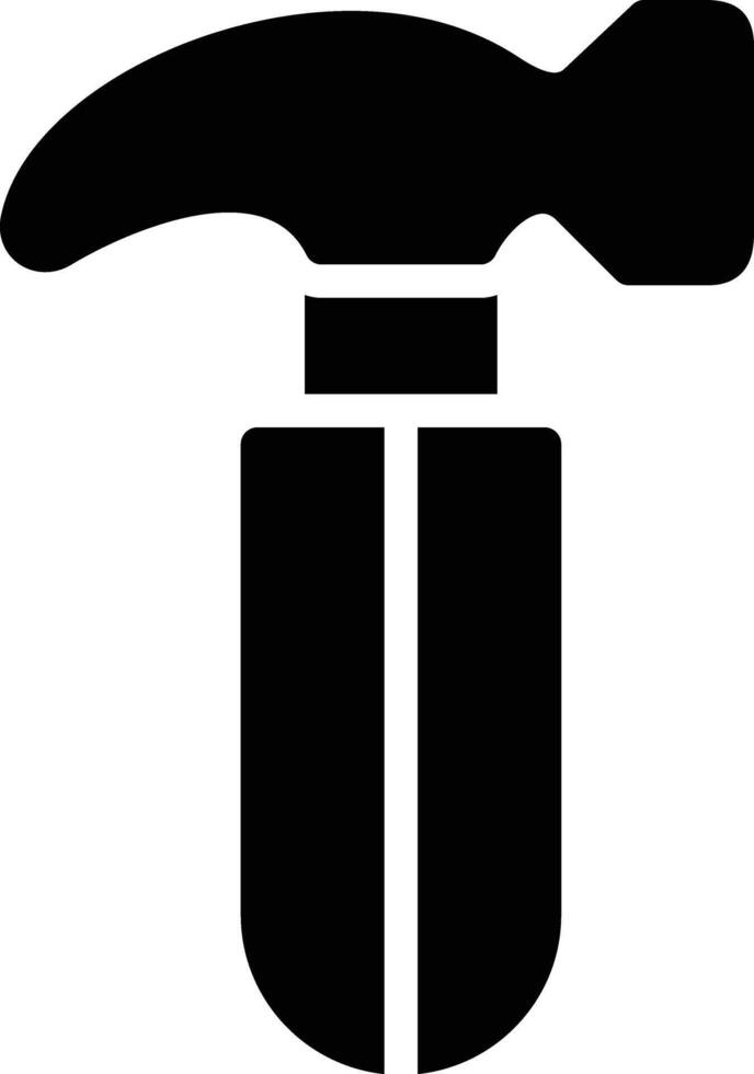 A black and white icon of a hammer vector