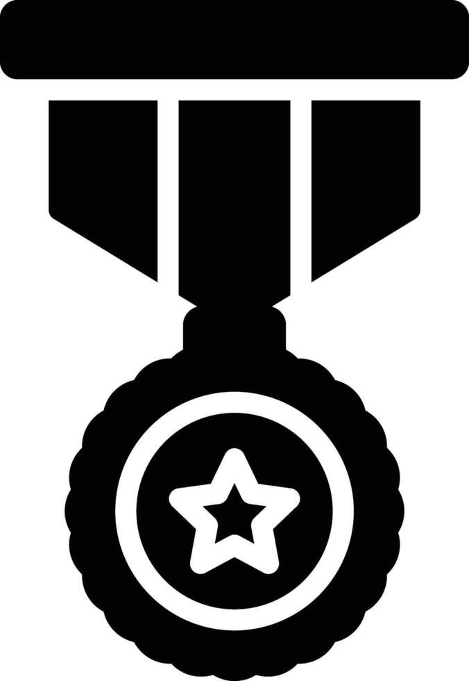 A black and white medal with a star on it vector
