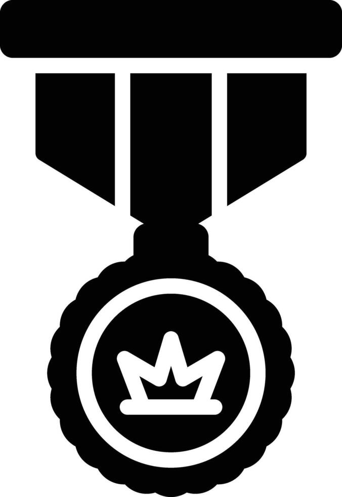 A black and white medal with a crown on it vector