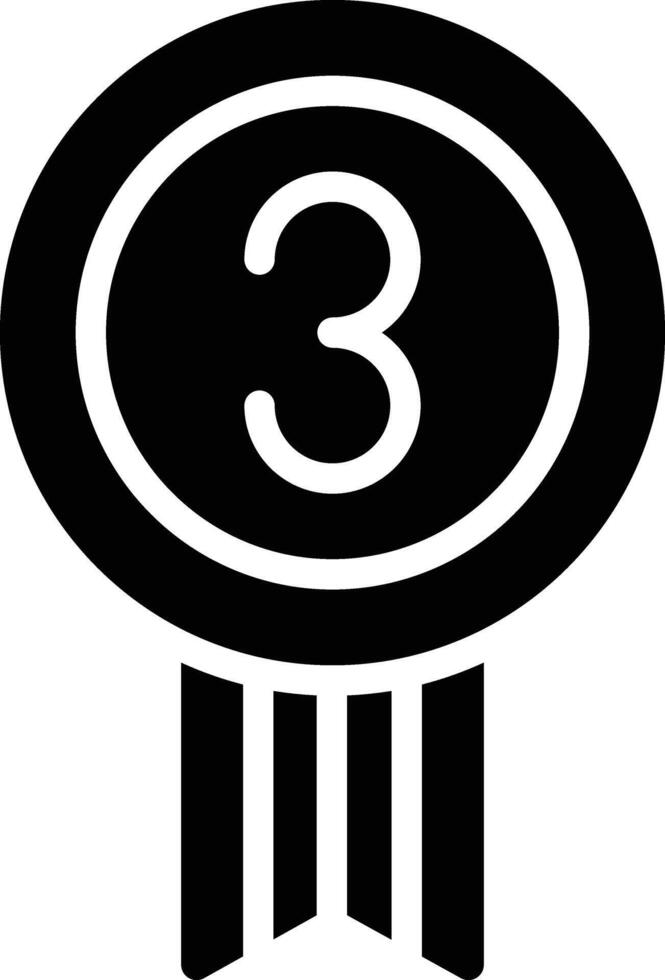 A black and white icon of a number three vector