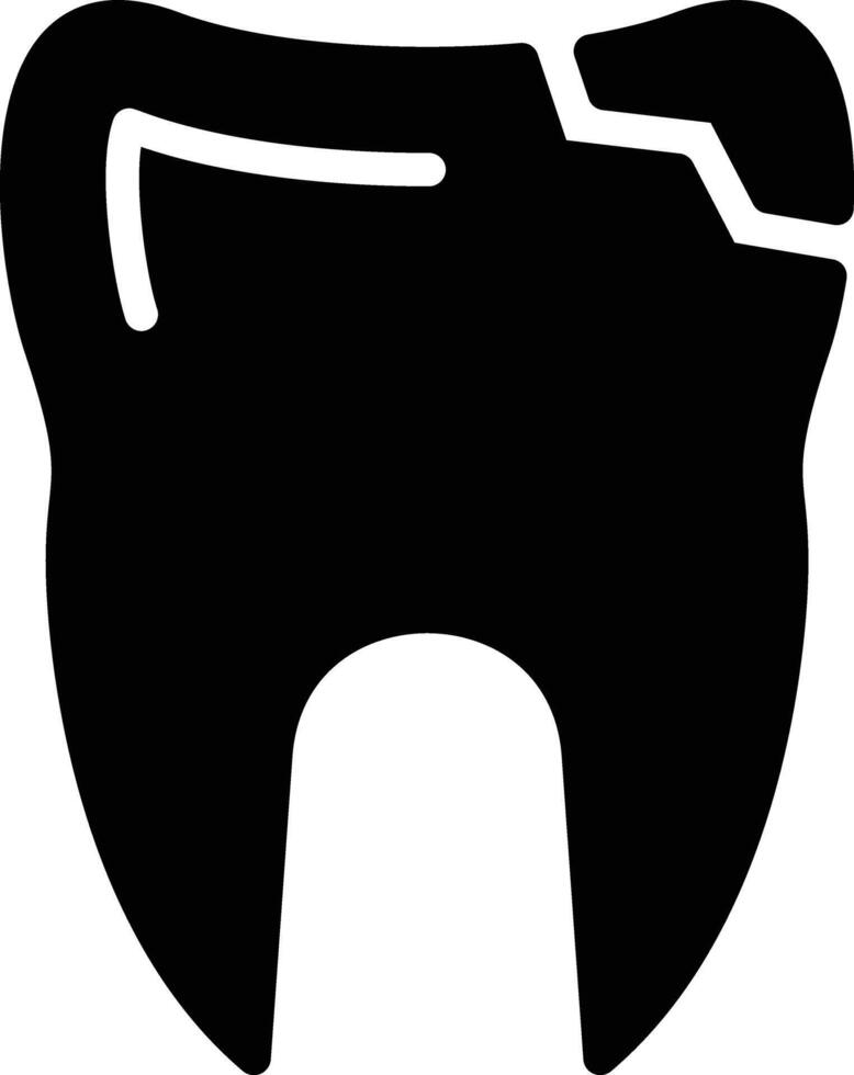 Broken Tooth Glyph Icon Design vector