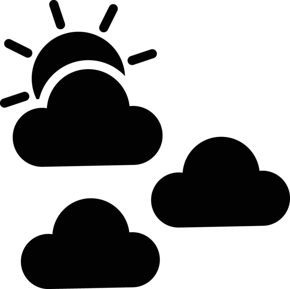 Cloud And Sun Glyph Icon Design vector