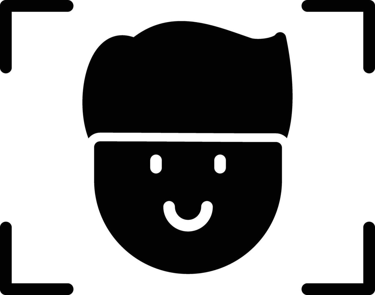 Facial Recognition Glyph Icon Design vector