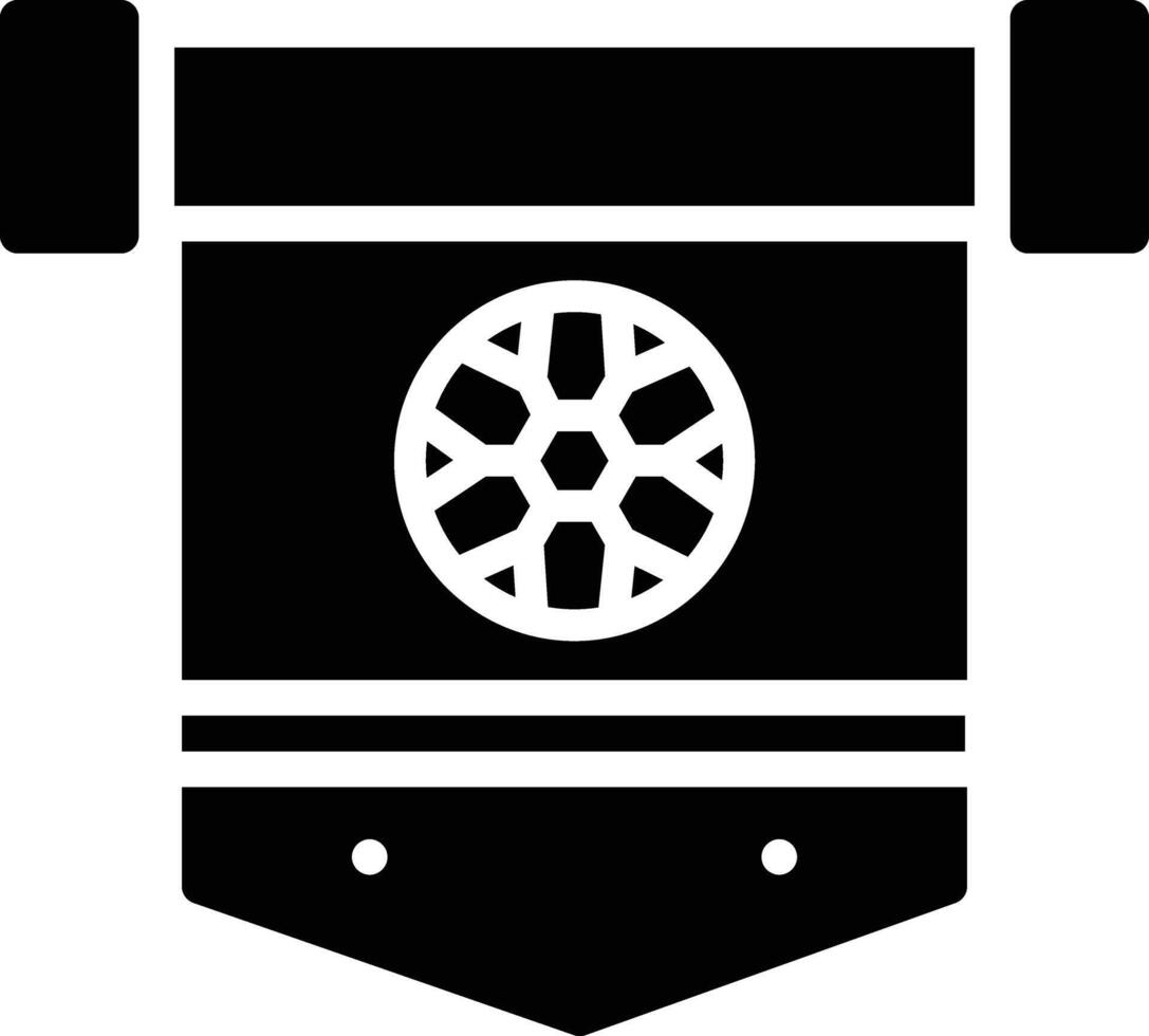 A black and white icon of a wheel vector