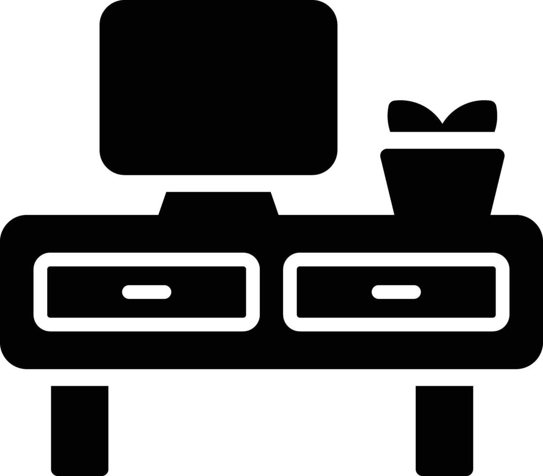 Tv Stand Glyph Icon Design vector