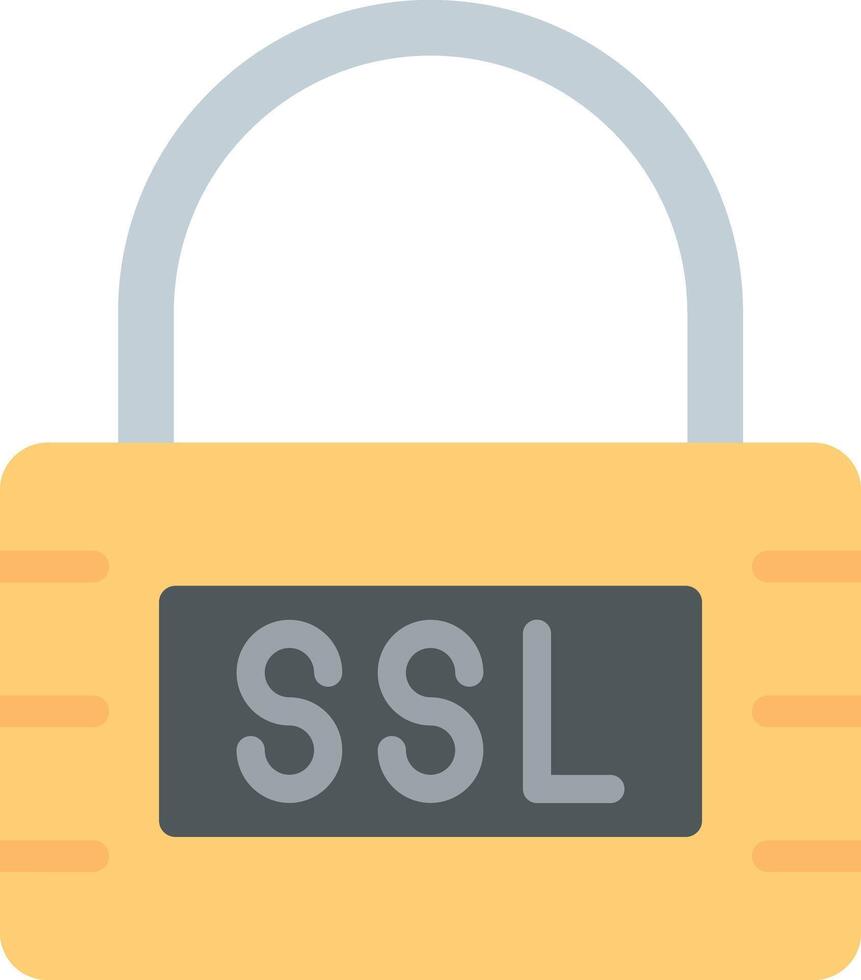 A yellow padlock with the word ssl on it vector