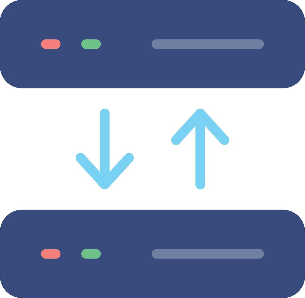 Two servers with arrows pointing up and down vector