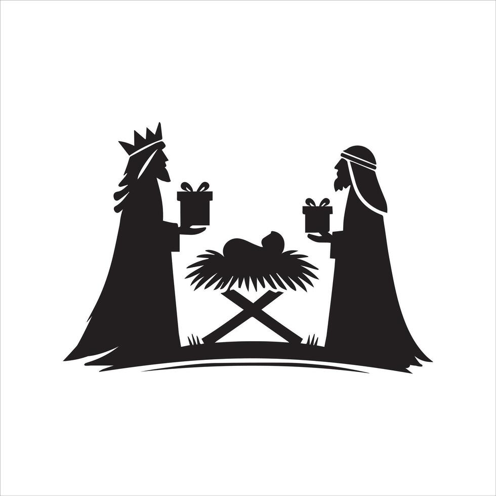 Black and White Representation of Christ Birth vector