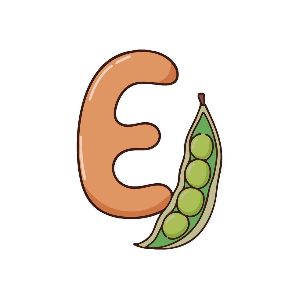 Doodle Illustration of Letter E for edamame vector