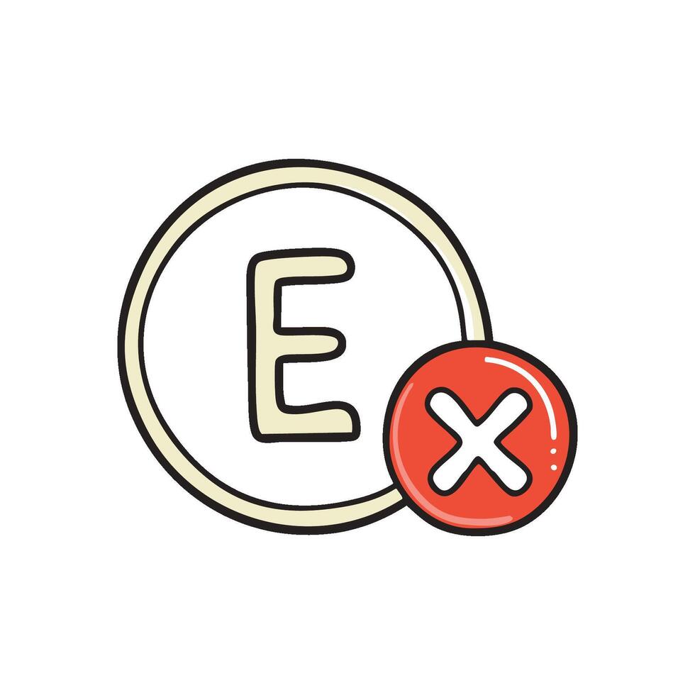 Doodle Illustration of Letter E for error vector