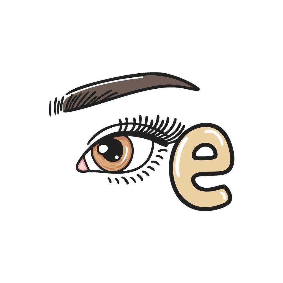 Doodle Illustration of Letter E for eyebrow vector
