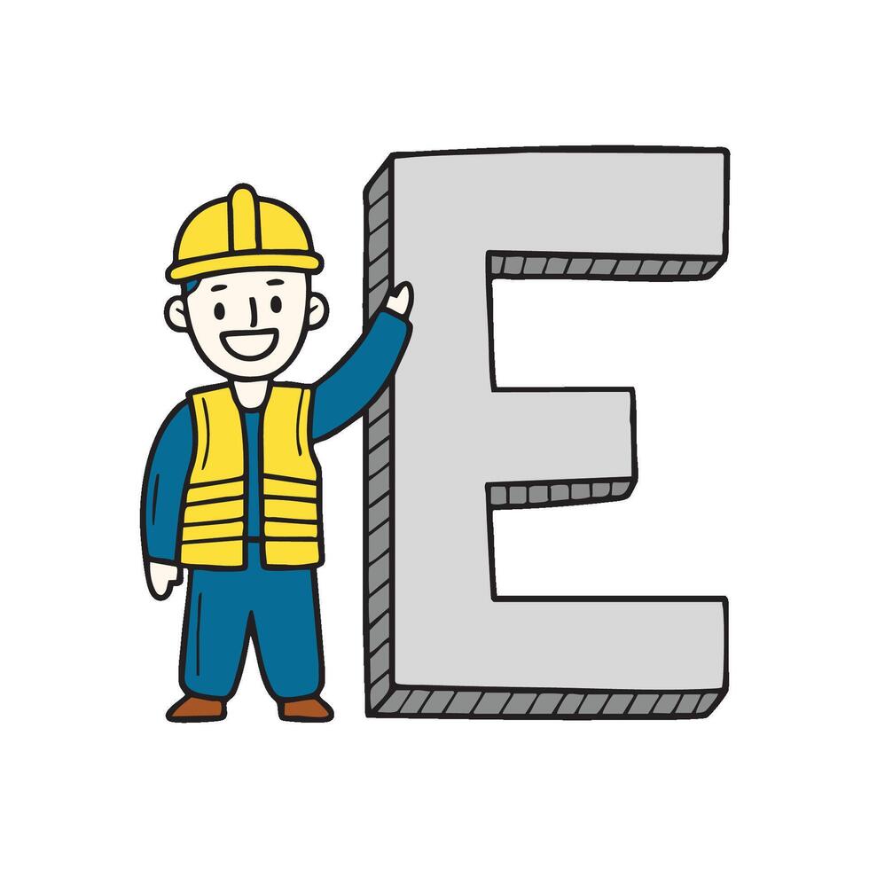 Doodle Illustration of Letter E for engineer vector