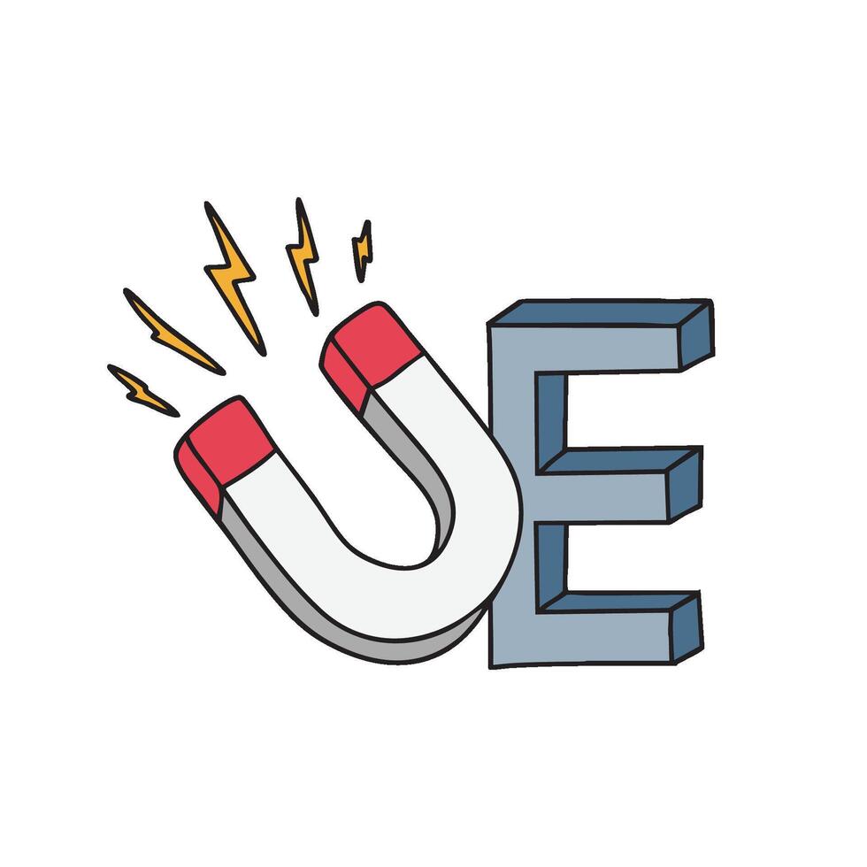 Doodle Illustration of Letter E for electromagnetic vector