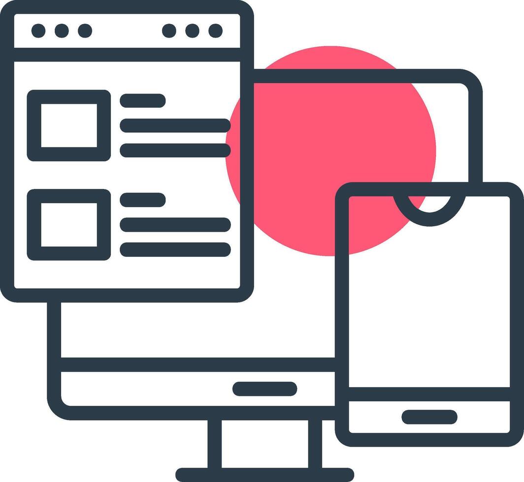 Responsive Web Design Line with small circle background vector