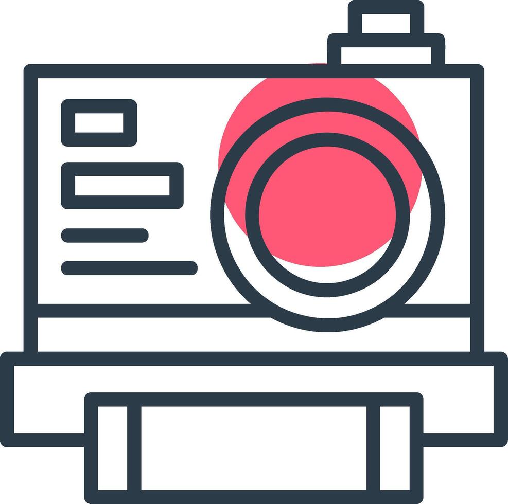 Instant Camera Line with small circle background vector