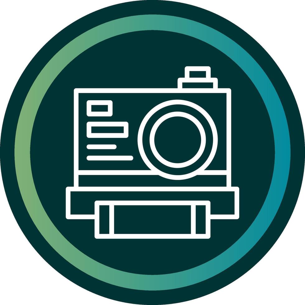 Instant Camera Line with small circle background vector