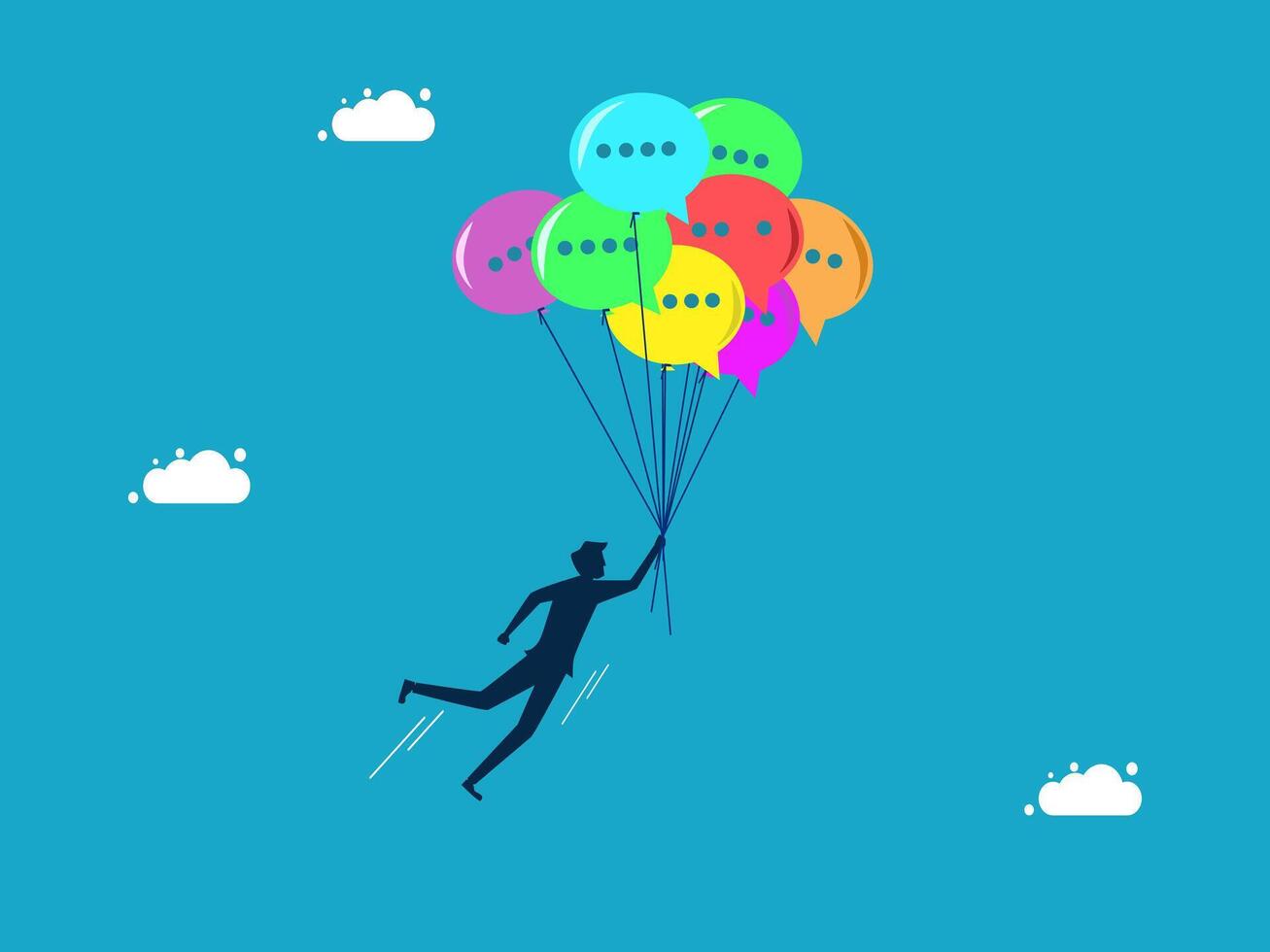 a man is flying with balloons in the air vector