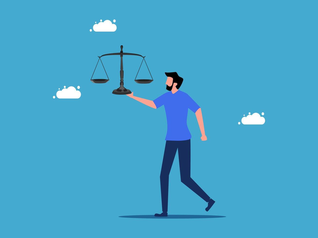man holding a scale of justice vector
