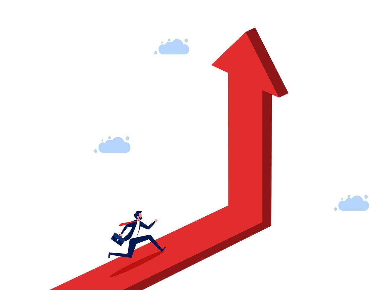 businessman running up arrow to success vector