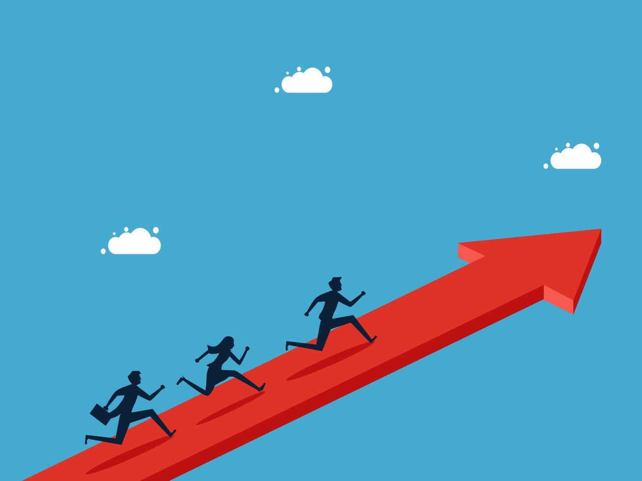 people running up an arrow vector