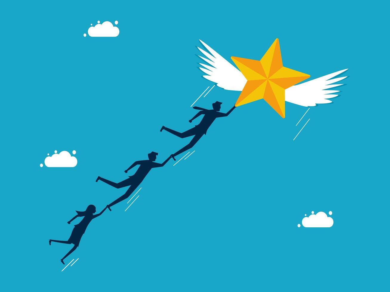 people are pulling a star from the sky vector