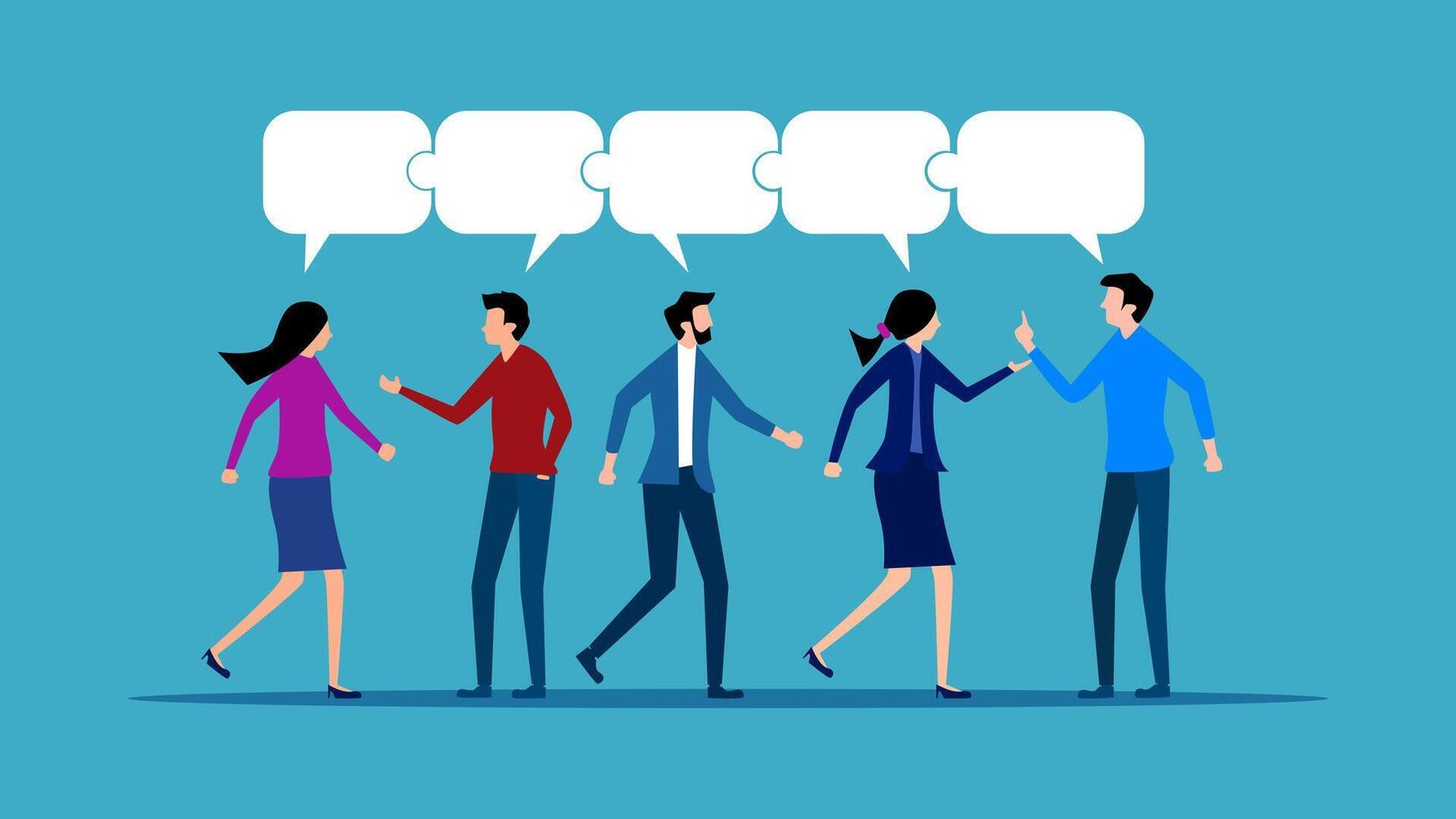 business people talking with speech bubbles vector